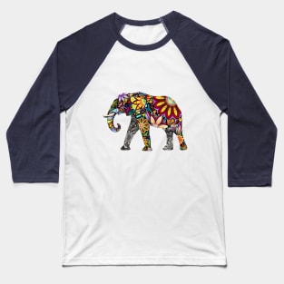 Colored Flower Elephant Baseball T-Shirt